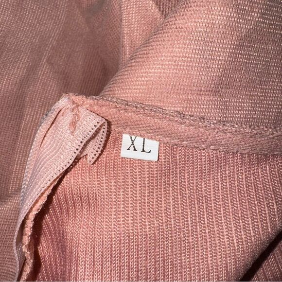 SHEIN Solid Pink Ruffle Wrap Dress Long Balloon Sleeves V-Neck Layers Size XL - Picture 4 of 11